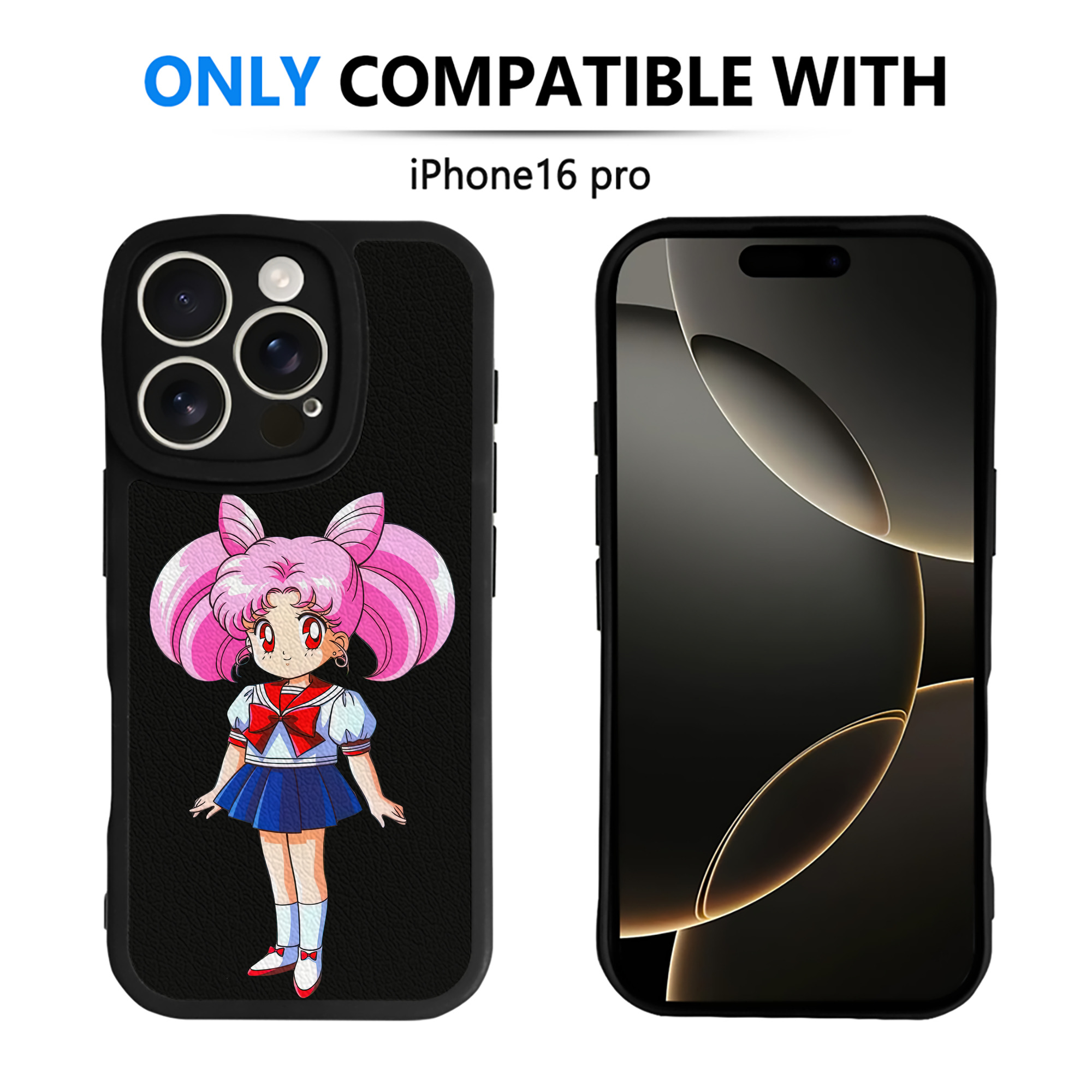 （画像用） 美少女戦士セーラームーン ちびうさ Sailor Moon Chibiusa Tsukino Usagi Small Lady Serenity 【iPhone 16シリーズ対応】シリコンスマホケース（レザー調） 材質：シリコン